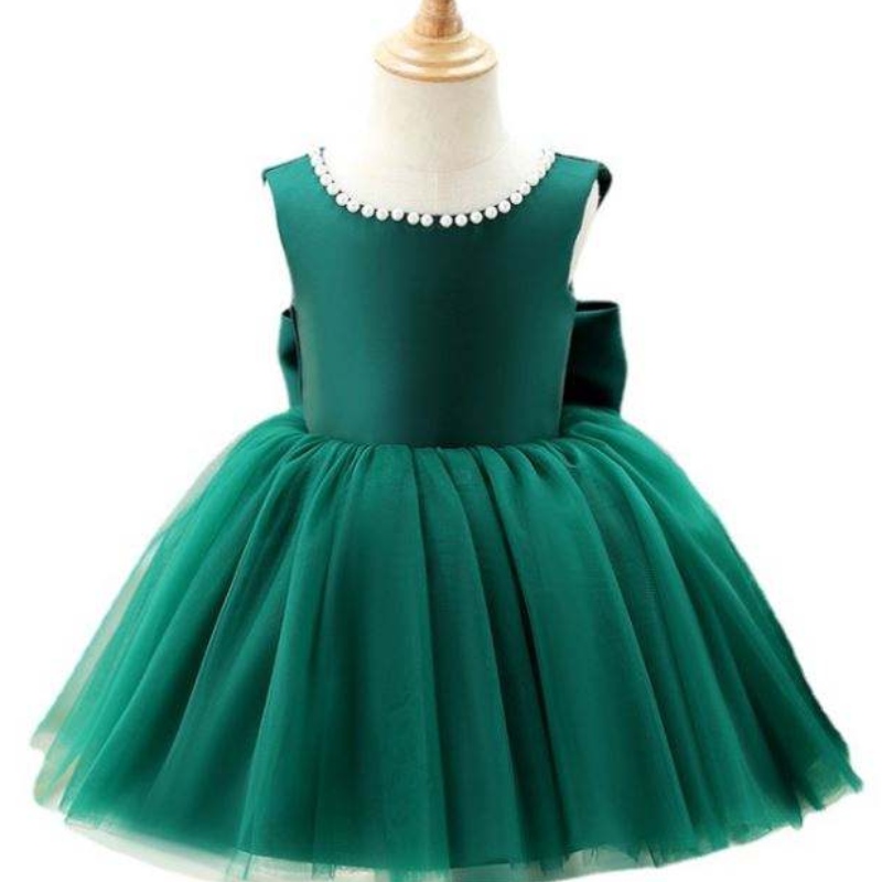 Baige Green Backless Girl Party Dress Kids First Communion Robe de bal de mariage princesse DZ007