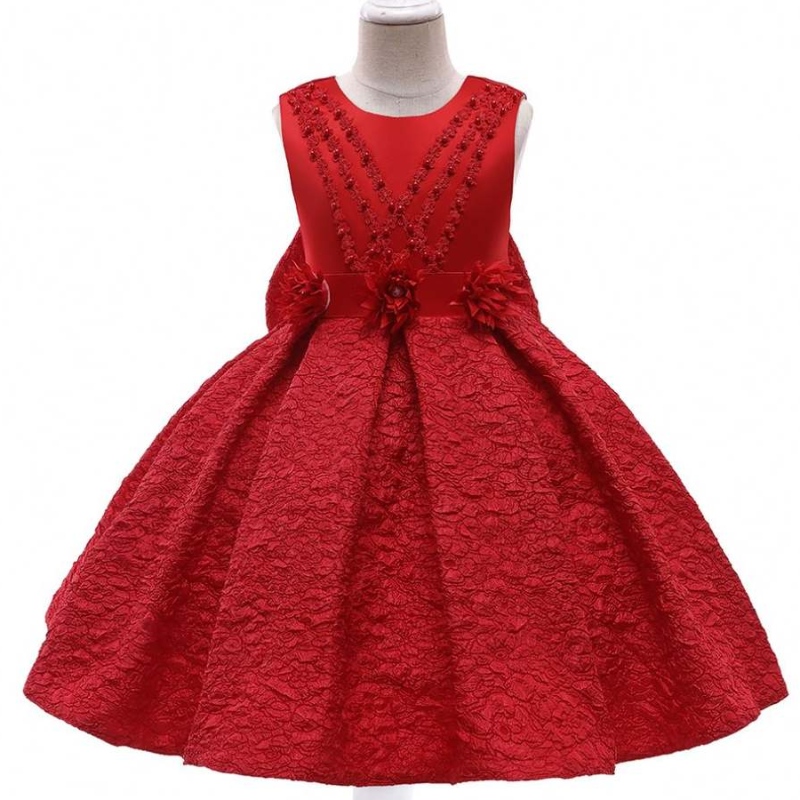 Baige Nouveau design Flower Girls Robes Kids Wedding Meeding Party Gown Gown Girl Fancy Dishy