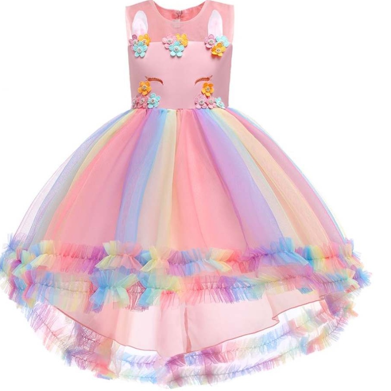 Robe de fille de fleur 2021 Robe de licorne Robe de licorne princesse pour 3-12 ans d\'anniversaire