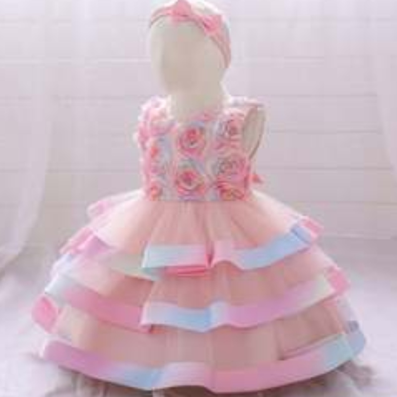 Baige en gros pour enfants fête porte des robes denourrisson tutu design bébé fille gâteau fleur robe d\'anniversaire