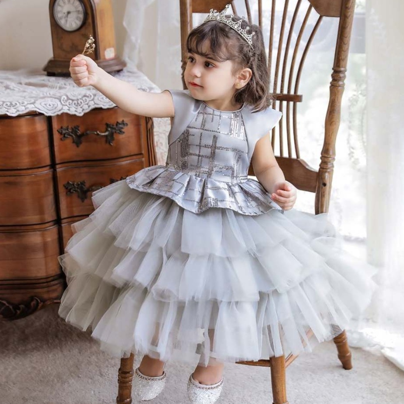 Nouveau style sans manches bébé fille sequin princesse baptême robe pour enfants fête d\'anniversaire mode mignon robes de soirée 0-6 ans