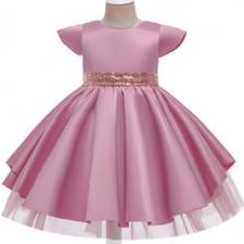 Baige 8 couleursnouvelles filles bow en dentelle princesse robe d\'été à paillette de fête d\'anniversaire