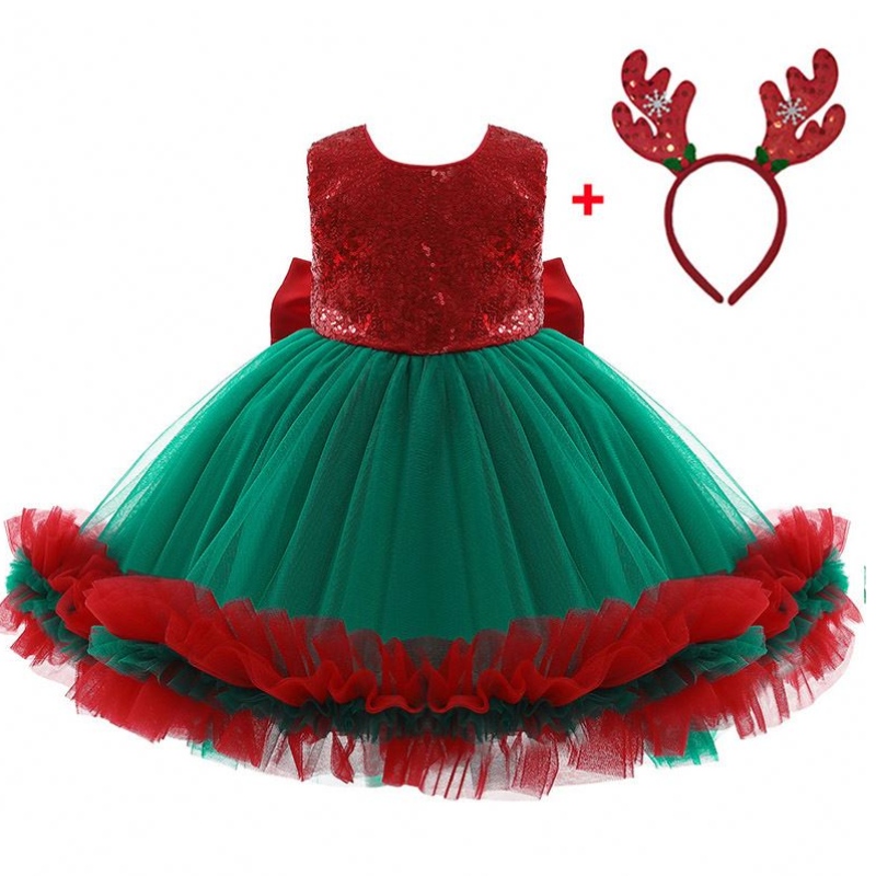 Baige Red Semeded Kids Anniversaire de la soirée de soirée Big Bow Carnival Bow Vestidos D0683