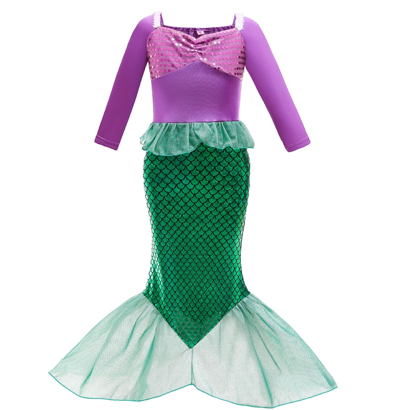 Filles petite sirène ariel princesse robe cosplay costumes enfants bébé ariel costume de fantaisie enfant halloween de fête d\'anniversaire