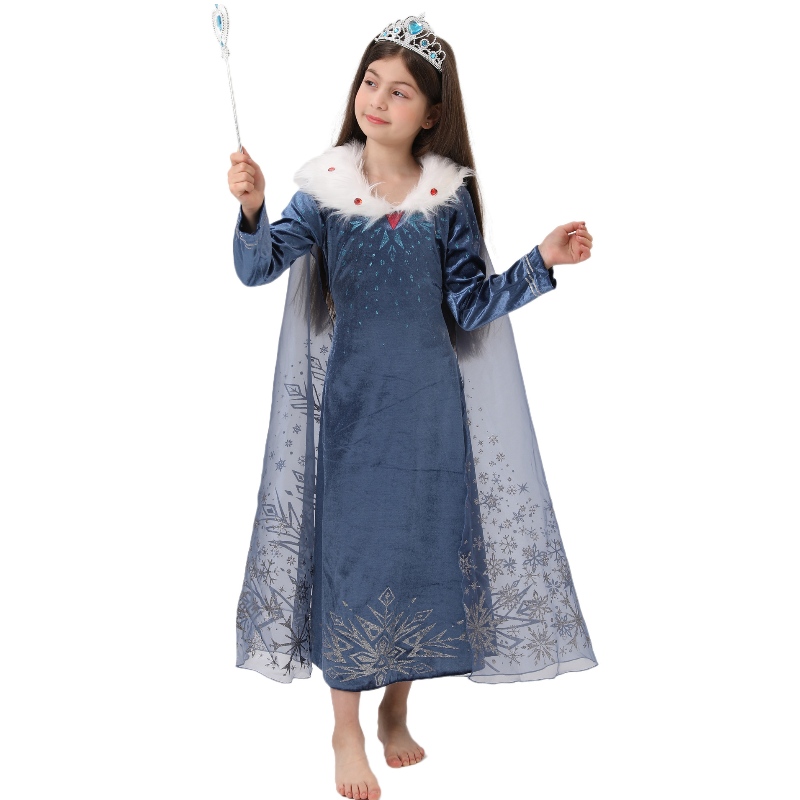 Costumes d\'Halloween pour enfants Robe Carnaval Robe Queen Cape Elsa Robe