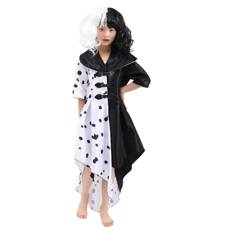 2022 NOUVEAU STYLE FILM 101 LOYAL DOG ​​COS BLACK AND WHITE Witch Kuila Deville Cosplay Dress Stage Costume