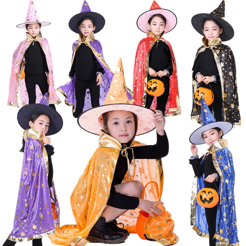 Halloween Cloak Children Cosplay Witch Cloak Magicien Wizard Performance Costume Costume