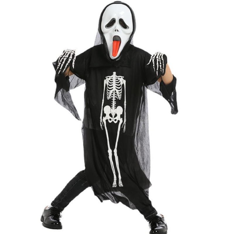 Costume de costume d\'Halloween en gros Costume de squelettenoir Costume fantôme avec masque pour enfants