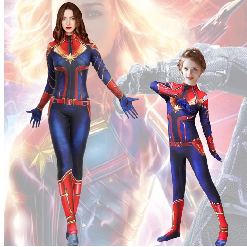 Captain des femmes Marvel Hero Suit Kids Clangs Show Cost Cosplay Cosplay