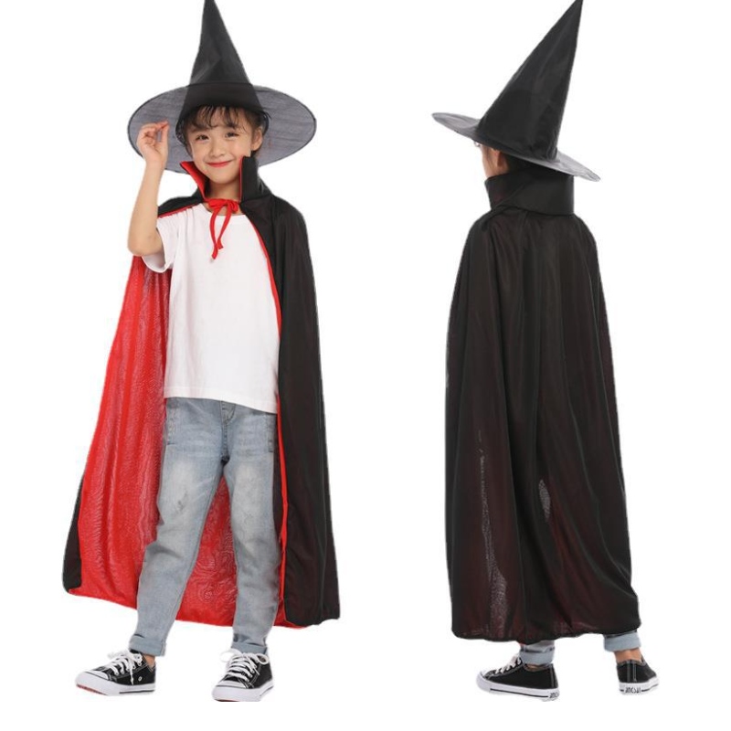 Nouveau maquillage d\'arrivée Cosplay Cloak Witch Cape avec Hat Halloween Party Cape for Kids