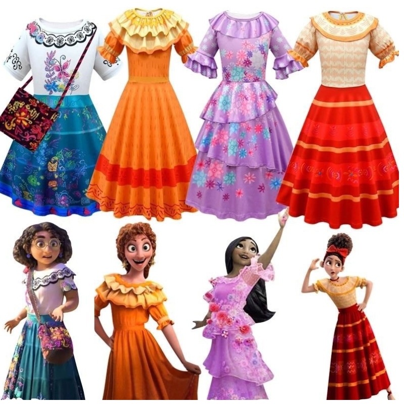 Encanto Robe pour fille cosplay costume Costume de la princesse des enfants Costume de performance Mirabel Madrid-enfants du carnaval