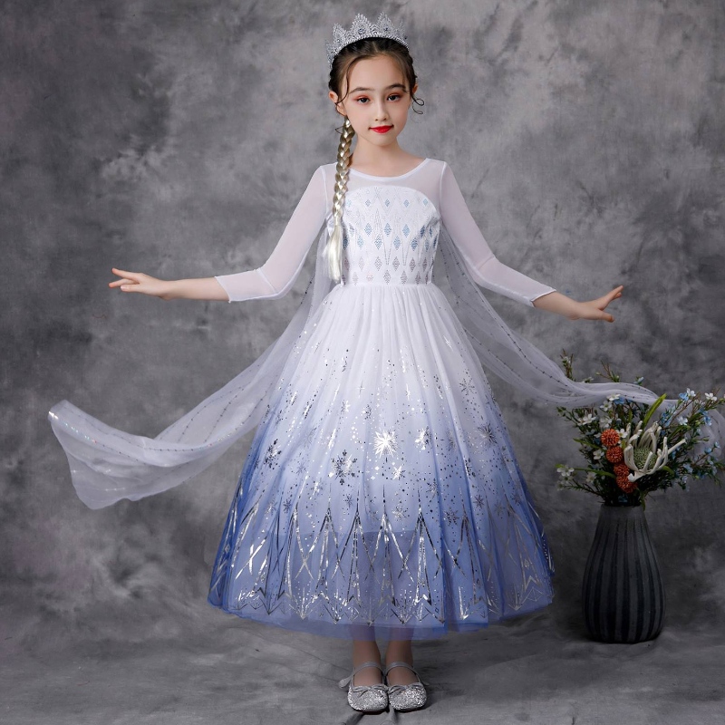 Kids Haby Up Fancy Princess Costume Role Play Halloween Party Elsa Robes pour filles Snow Queen Party Robe K57