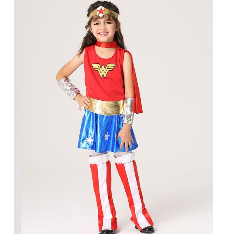 Baige Hot Selling Baby Girl Sans manches Costume Wonder Woman pour filles Halloween Costume Set Ek201