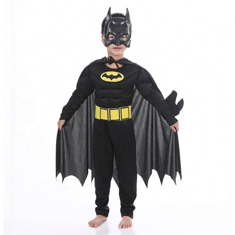 Halloween Masquerade Black Bat Muscle Kids Superhero Costumes The Bat Man Costumes with Cloak Mask