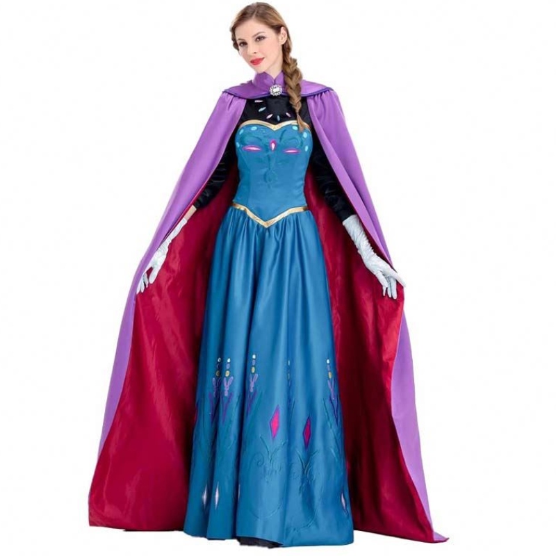 Les femmes s\'habillent 2022 Costume de princesse des femmes Anna Adult Elsa avec des gants de capes SZAC-003