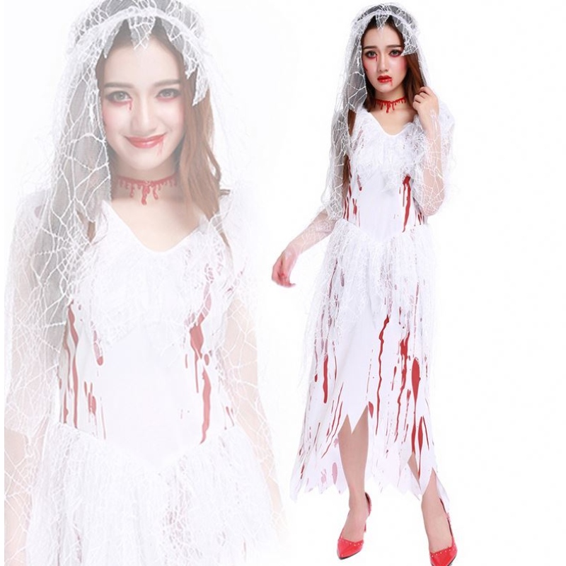 Costumes d\'Halloween des femmes Horreur Cos Bloody Skull Zombie Adult Death Bride