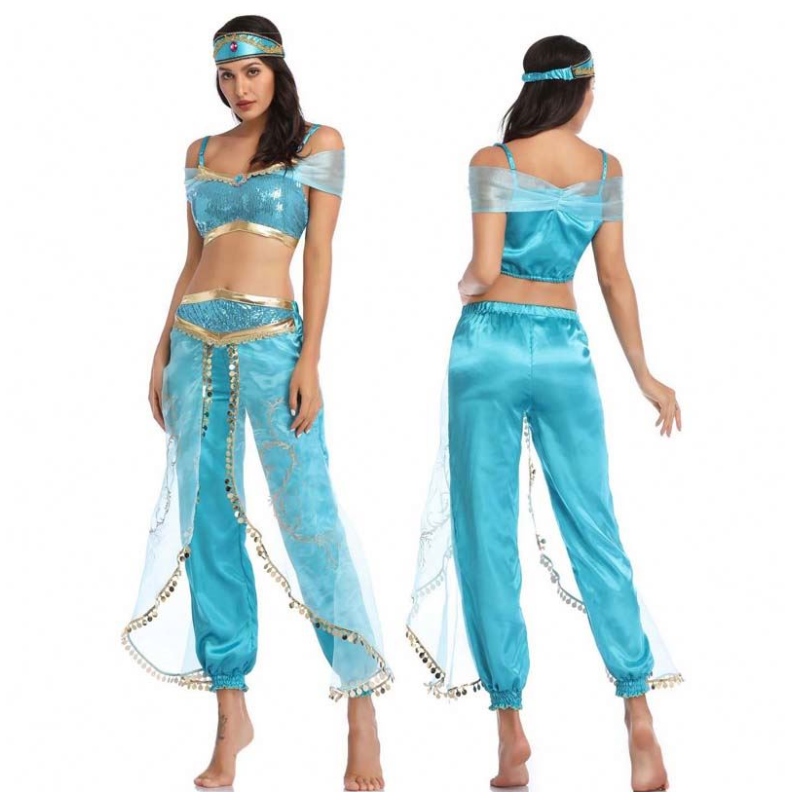 Vente chaude Halloween Tenue Aladdin Magic Lamp Princess Jasmine Adult HCAL-012