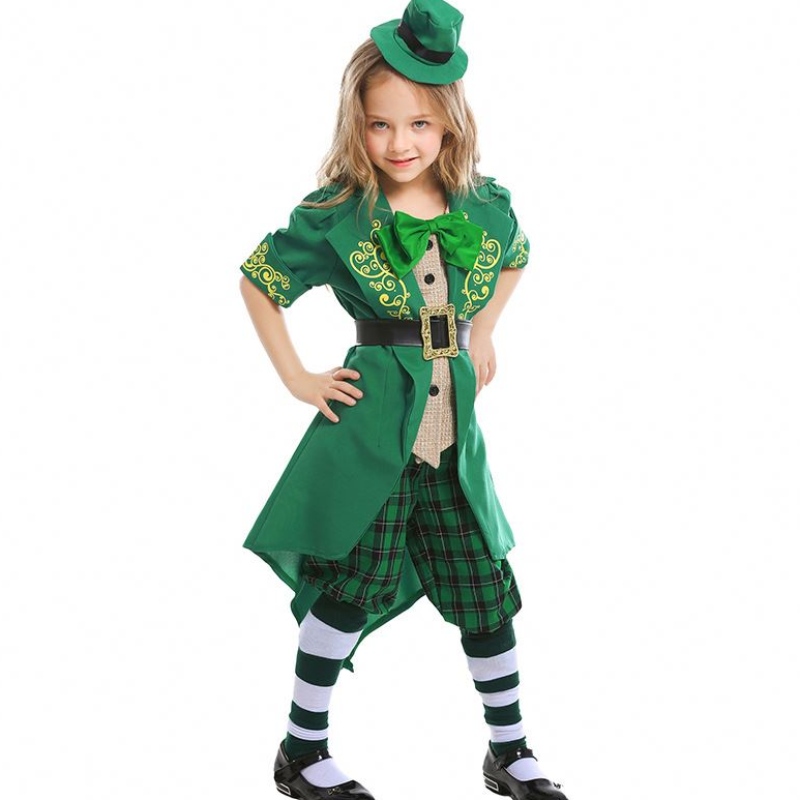 Enfants Halloween Irish Elf Performance Uniform Outfit St. Patrick \\\\\'s Day Girl Leprechaun Costume DGHC-089