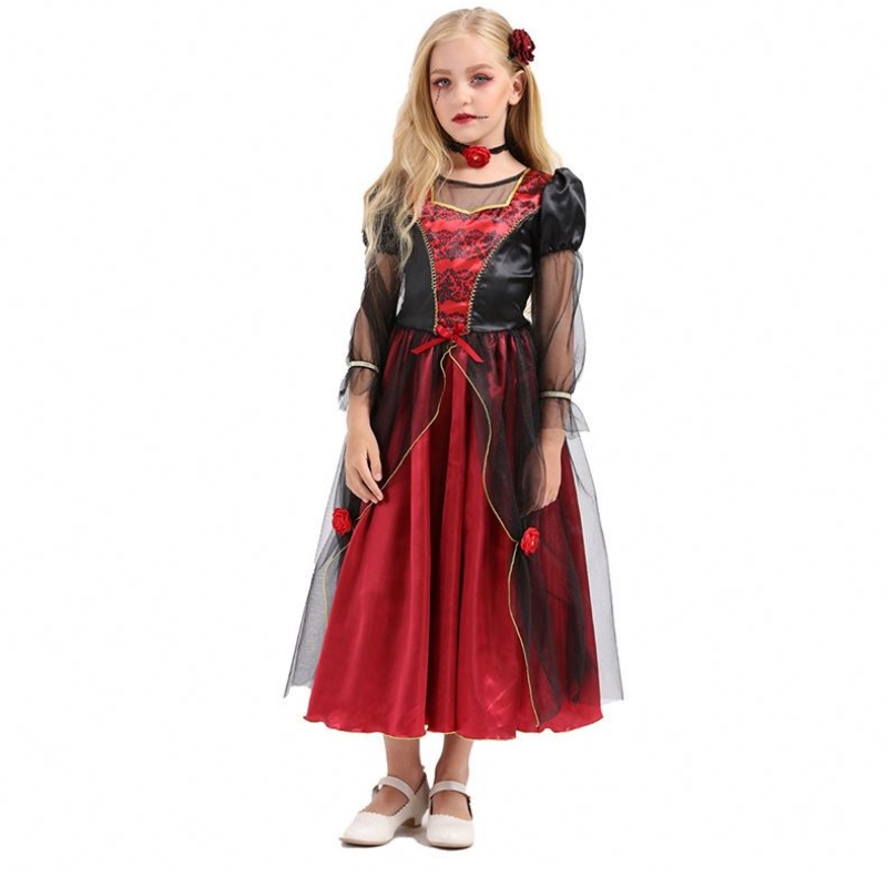 2022 Costume Halloween de qualité Kids Vampire Girl Cosplay Costume pour 10-12y HCVM-001