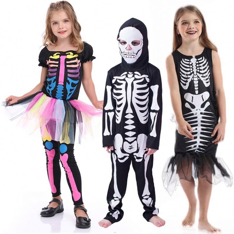 Halloween Redoutome Dress Up Skeleton Girl Boy Kids Os Bones Costume HCVM-002