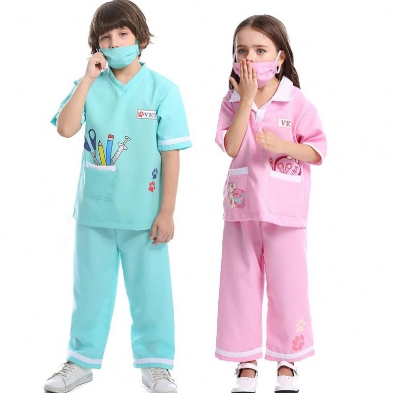 Dr Uniform Animal Doctor Veterinarian Pretend Play Dress Up Set Halloween Costumes with Medical Kit HCBC-013