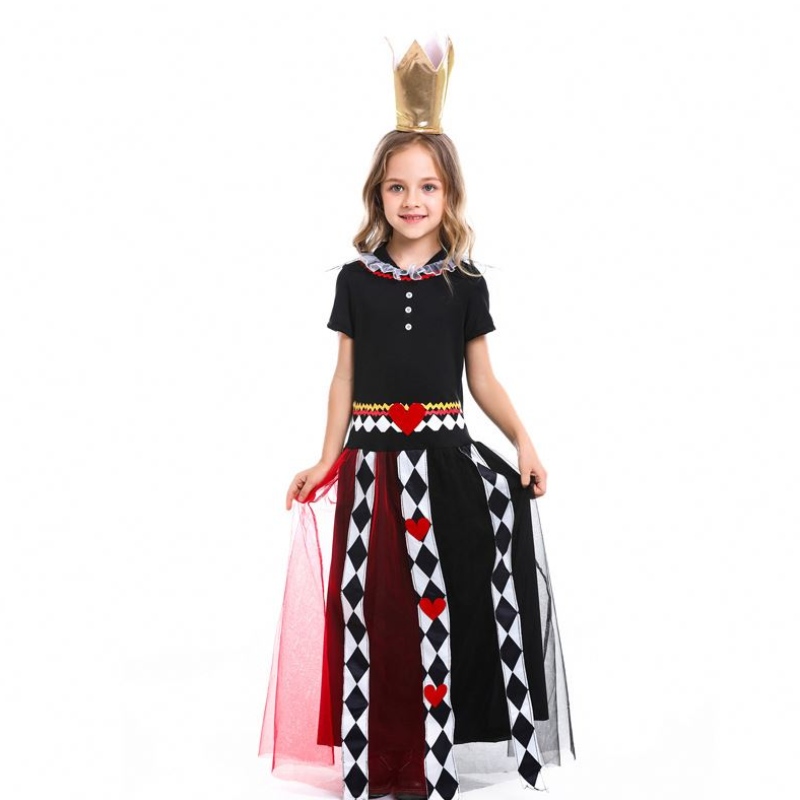 Girls Alice in Wonderland Red Queen of Heart Cosplay Costume Kid