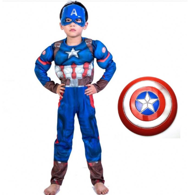 Garçon super-héros enfants muscle capitaine costume enfant cosplay