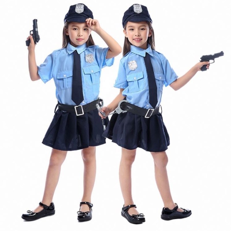 Girls Halloween Cop Officer Costume Kids Child Play-Playing Cosplay Man Uniforme Party Fancy Dishy