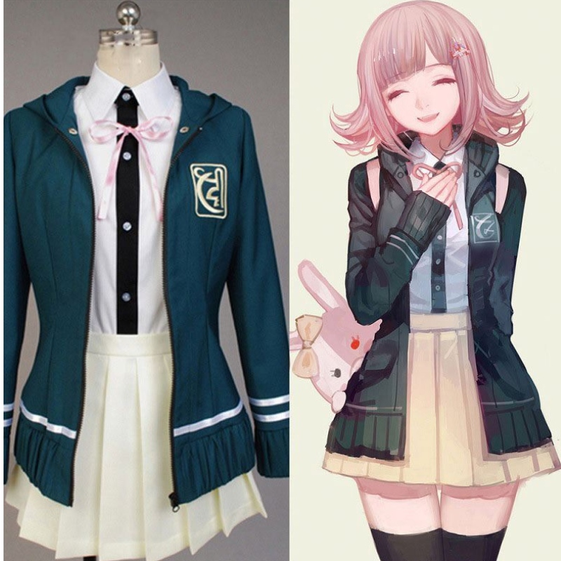 Élèves du secondaire uniforme anime danganronpananami chiaki cosplay costume jupe courte à manches longues loli