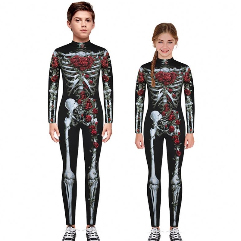 Halloween effrayant cosplay Costumes for Kids Skeleton BodySuit Devil Vampire Carnival Party Vêtements Skull Robe