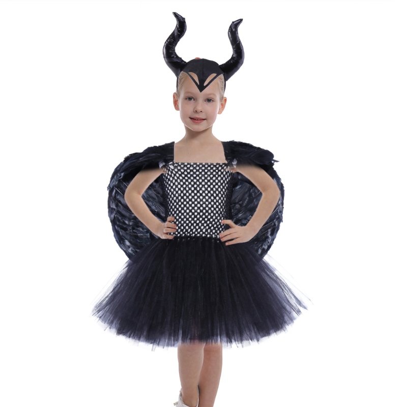 Amazon Hot Selling Girls Princess Fluffy Tutu Dress Children Halloween Vampire Witch Cosplay Party Up Up